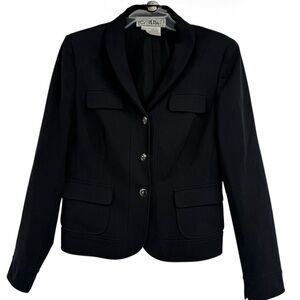 Carlisle Cotton Blazer Jacket navy blue Womens Size 6 Lined Collared 3-button